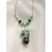 300 collier rubis zoisite, aventurine, apatite, chrysocolle, argent sterling